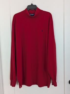 Vintage Polo Golf Ralph Lauren Mock Neck Shirt Mens Large Red Long Sleeve Cotton